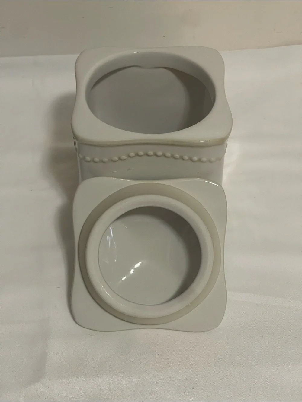 Princess House Cream Ceramic Vanity Canister